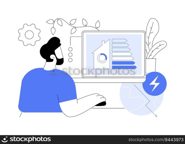 Energy-efficient computers abstract concept vector illustration. Green manufacturing sector, ecology environment, green computing system, green design, device longevity abstract metaphor.. Energy-efficient computers abstract concept vector illustration.