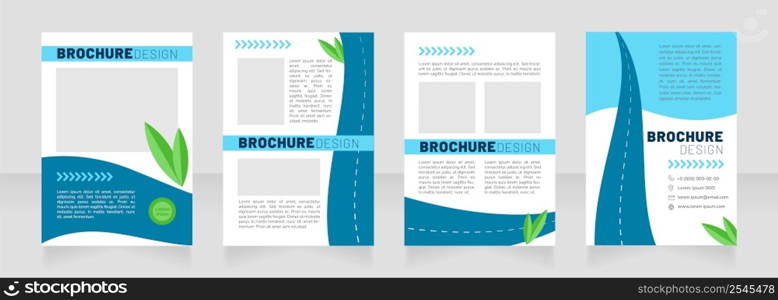 Energy efficient vehicle blue blank brochure design. Template set with copy space for text. Premade corporate reports collection. Editable 4 paper pages. Barlow Black, Thin, Nunito Light fonts used. Energy efficient vehicle blue blank brochure design