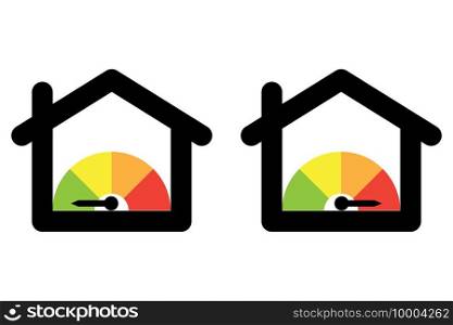 energy house arrow. House heating. House efficiency scale. Vector illustration. EPS 10.. energy house arrow. House heating. House efficiency scale. Vector illustration.