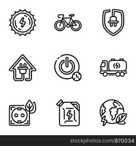Energy icon set. Outline set of 9 energy vector icons for web design isolated on white background. Energy icon set, outline style