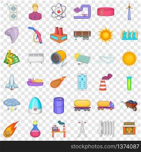 Energy icons set. Cartoon style of 36 energy vector icons for web for any design. Energy icons set, cartoon style