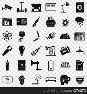 Energy icons set. Simple style of 36 energy vector icons for web for any design. Energy icons set, simple style
