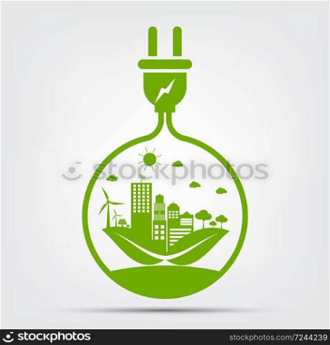 Energy ideas save the world concept Power plug green ecology