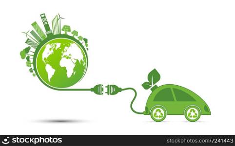 Energy ideas save the world concept Power plug green ecology recycle
