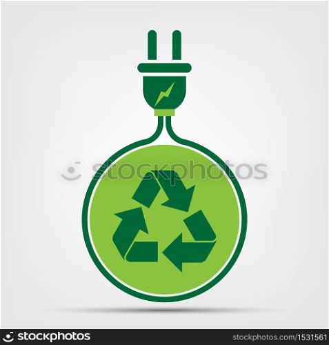 Energy ideas save the world concept Power plug green ecology,Vector Illustration