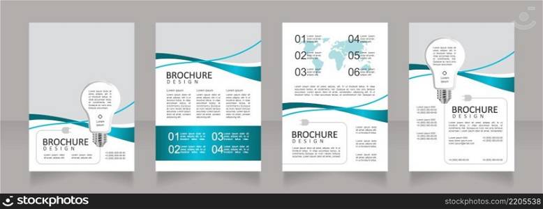 Energy industry innovation technology blank brochure design. Template set with copy space for text. Premade corporate reports collection. Editable 4 paper pages. Calibri, Arial fonts used. Energy industry innovation technology blank brochure design
