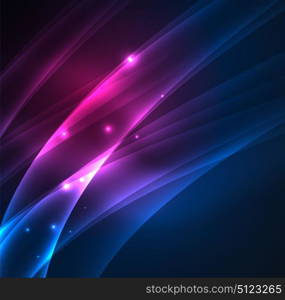 Energy lines, glowing waves in the dark, vector abstract background. Energy lines, glowing waves in the dark, vector abstract background. Vector business or technology presentation design template, brochure or flyer pattern, or geometric web banner