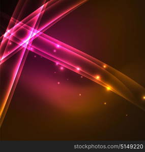 Energy lines, glowing waves in the dark, vector abstract background. Energy lines, glowing waves in the dark, vector abstract background. Vector business or technology presentation design template, brochure or flyer pattern, or geometric web banner