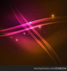 Energy lines, glowing waves in the dark, vector abstract background. Energy lines, glowing waves in the dark, vector abstract background. Vector business or technology presentation design template, brochure or flyer pattern, or geometric web banner