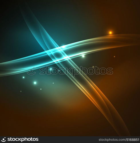 Energy lines, glowing waves in the dark, vector abstract background. Energy lines, glowing waves in the dark, vector abstract background. Vector business or technology presentation design template, brochure or flyer pattern, or geometric web banner