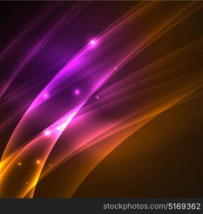 Energy lines, glowing waves in the dark, vector abstract background. Energy lines, glowing waves in the dark, vector abstract background. Vector business or technology presentation design template, brochure or flyer pattern, or geometric web banner