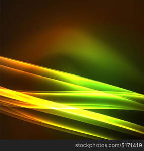 Energy lines, glowing waves in the dark, vector abstract background. Energy lines, glowing waves in the dark, vector abstract background. Vector business or technology presentation design template, brochure or flyer pattern, or geometric web banner