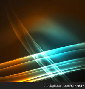 Energy lines, glowing waves in the dark, vector abstract background. Energy lines, glowing waves in the dark, vector abstract background. Vector business or technology presentation design template, brochure or flyer pattern, or geometric web banner