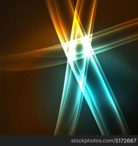 Energy lines, glowing waves in the dark, vector abstract background. Energy lines, glowing waves in the dark, vector abstract background. Vector business or technology presentation design template, brochure or flyer pattern, or geometric web banner