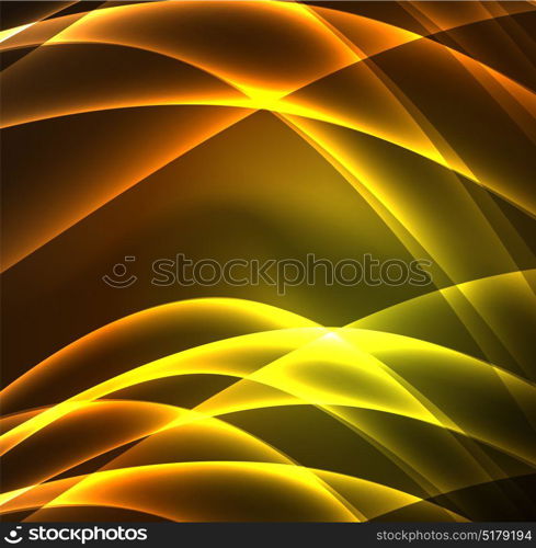 Energy lines, glowing waves in the dark, vector abstract background. Energy lines, glowing waves in the dark, vector abstract background. Vector business or technology presentation design template, brochure or flyer pattern, or geometric web banner