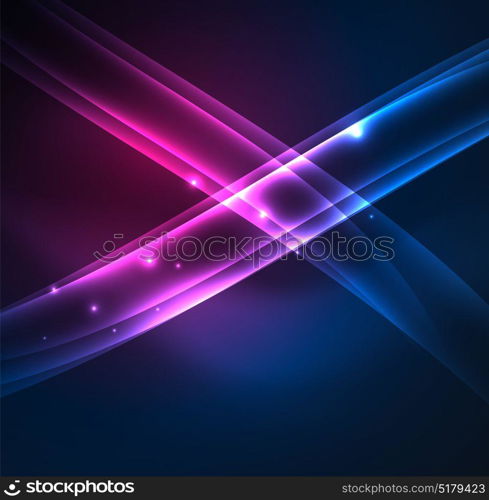 Energy lines, glowing waves in the dark, vector abstract background. Energy lines, glowing waves in the dark, vector abstract background. Vector business or technology presentation design template, brochure or flyer pattern, or geometric web banner