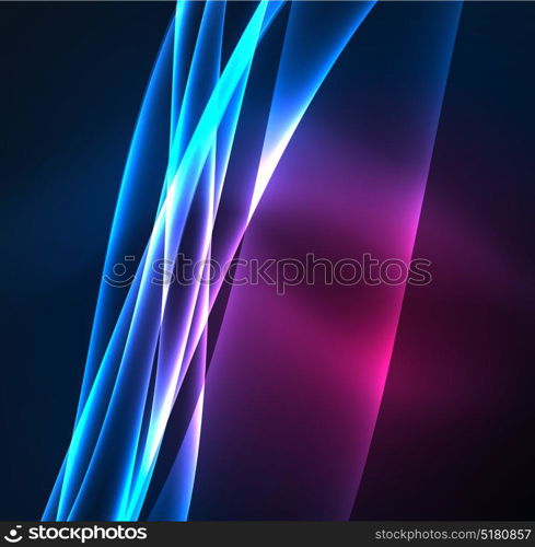 Energy lines, glowing waves in the dark, vector abstract background. Energy lines, glowing waves in the dark, vector abstract background. Vector business or technology presentation design template, brochure or flyer pattern, or geometric web banner