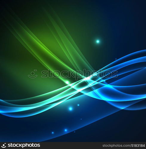 Energy lines, glowing waves in the dark, vector abstract background. Energy lines, glowing waves in the dark, vector abstract background. Vector business or technology presentation design template, brochure or flyer pattern, or geometric web banner