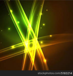 Energy lines, glowing waves in the dark, vector abstract background. Energy lines, glowing waves in the dark, vector abstract background. Vector business or technology presentation design template, brochure or flyer pattern, or geometric web banner