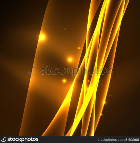 Energy lines, glowing waves in the dark, vector abstract background. Energy lines, glowing waves in the dark, vector abstract background. Vector business or technology presentation design template, brochure or flyer pattern, or geometric web banner