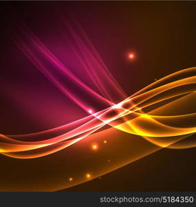 Energy lines, glowing waves in the dark, vector abstract background. Energy lines, glowing waves in the dark, vector abstract background. Vector business or technology presentation design template, brochure or flyer pattern, or geometric web banner