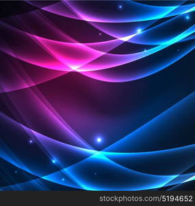 Energy lines, glowing waves in the dark, vector abstract background. Energy lines, glowing waves in the dark, vector abstract background. Vector business or technology presentation design template, brochure or flyer pattern, or geometric web banner