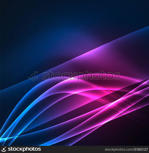 Energy lines, glowing waves in the dark, vector abstract background. Energy lines, glowing waves in the dark, vector abstract background. Vector business or technology presentation design template, brochure or flyer pattern, or geometric web banner