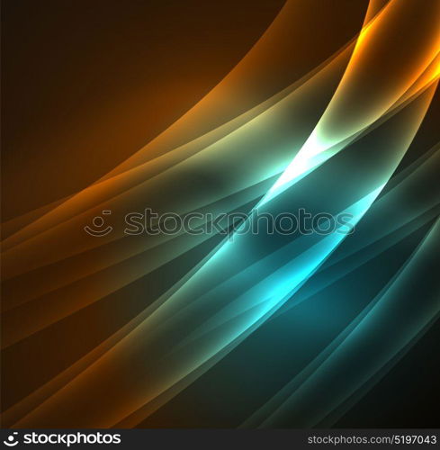 Energy lines, glowing waves in the dark, vector abstract background. Energy lines, glowing waves in the dark, vector abstract background. Vector business or technology presentation design template, brochure or flyer pattern, or geometric web banner