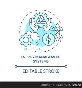 Energy management blue concept icon. Automation of energy measurement data collection. Urban services abstract idea thin line illustration. Vector isolated outline color drawing. Editable stroke. Energy management blue concept icon