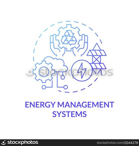 Energy management systems blue gradient concept icon. Automation of energy measurement data collection. Urban services abstract idea thin line illustration. Vector isolated outline color drawing. Energy management systems blue gradient concept icon