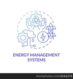 Energy management systems blue gradient concept icon. Automation of energy measurement data collection. Urban services abstract idea thin line illustration. Vector isolated outline color drawing. Energy management systems blue gradient concept icon