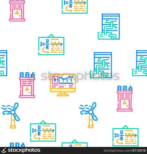 Energy Manufacturing Vector Seamless Pattern Color Line Illustration. Energy Manufacturing Vector Seamless Pattern