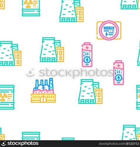 Energy Manufacturing Vector Seamless Pattern Color Line Illustration. Energy Manufacturing Vector Seamless Pattern