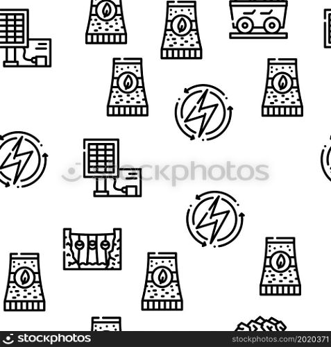 Energy Manufacturing Vector Seamless Pattern Thin Line Illustration. Energy Manufacturing Vector Seamless Pattern