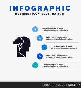 Energy, Mental, Mind, Power Solid Icon Infographics 5 Steps Presentation Background