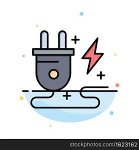 Energy, Plug, Power, Nature Abstract Flat Color Icon Template