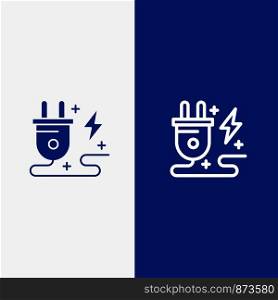Energy, Plug, Power, Nature Line and Glyph Solid icon Blue banner Line and Glyph Solid icon Blue banner