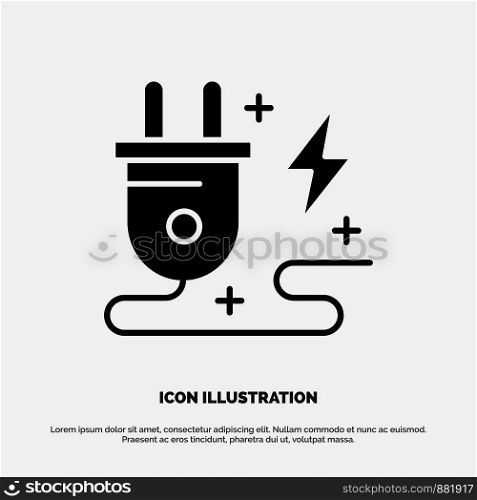 Energy, Plug, Power, Nature solid Glyph Icon vector