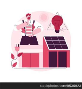 Energy-plus house abstract concept vector illustration. Zero-energy building, low energy passive house, construction industry, efficiency-plus home, renewable energy sources abstract metaphor.. Energy-plus house abstract concept vector illustration.