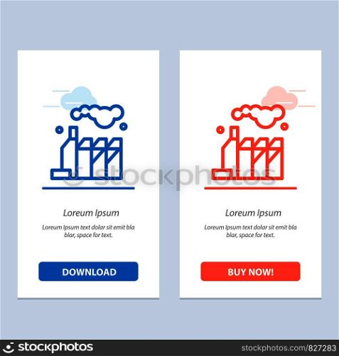 Energy, Pollution, Factory Blue and Red Download and Buy Now web Widget Card Template