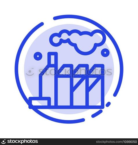 Energy, Pollution, Factory Blue Dotted Line Line Icon