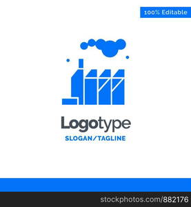 Energy, Pollution, Factory Blue Solid Logo Template. Place for Tagline