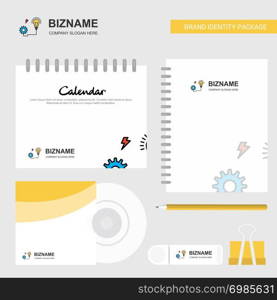 Energy power Logo, Calendar Template, CD Cover, Diary and USB Brand Stationary Package Design Vector Template