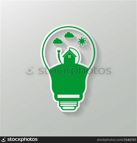 Energy saving digital design in light bulbs are energy-saving homes,Vector illustration