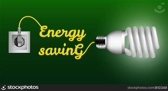 Energy saving economy bulb concept background. Realistic illustration of energy saving economy bulb vector concept background for web design. Energy saving economy bulb concept background, realistic style