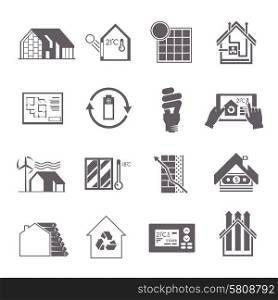 Energy saving house effective home systems icon set isolated vector illustration. Energy Saving House Icon