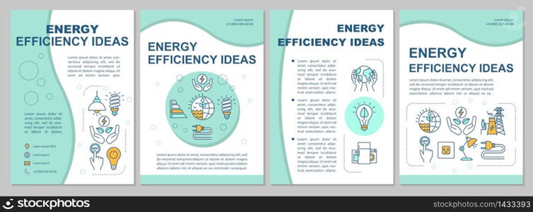 Energy saving ideas brochure template. Electricity waste reduction. Flyer, booklet, leaflet print, cover design with linear icons. Vector layouts for magazines, annual reports, advertising posters. Energy saving ideas brochure template