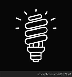 Energy saving light bulb chalk icon. Compact fluorescent lamp. Energy efficiency light. Isolated vector chalkboard illustrations. Energy saving light bulb chalk icon