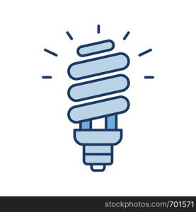 Energy saving light bulb color icon. Compact fluorescent lamp. Energy efficiency light. Isolated vector illustration. Energy saving light bulb color icon