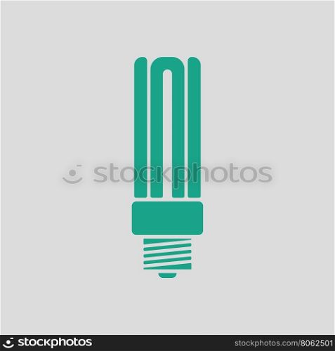 Energy saving light bulb icon. Gray background with green. Vector illustration.
